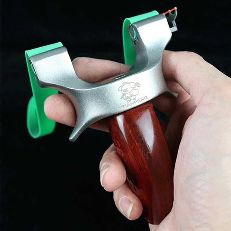 Wood and Stainless Steel Slingshot with Fibre-Optic Sight thumbnail 3