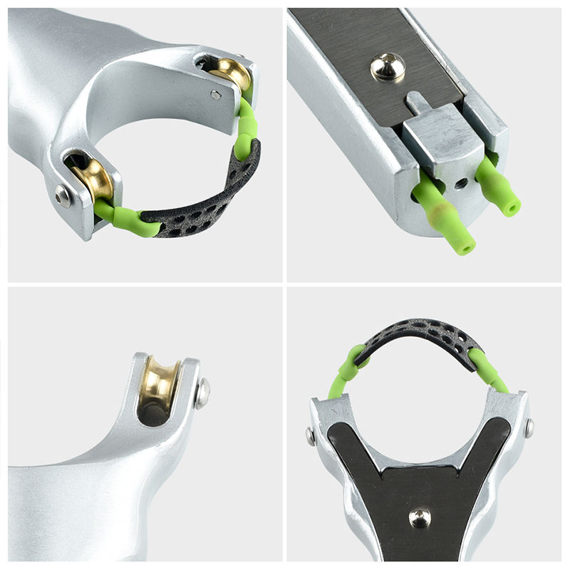 Silver Double-Pulley Metal Slingshot thumbnail 4