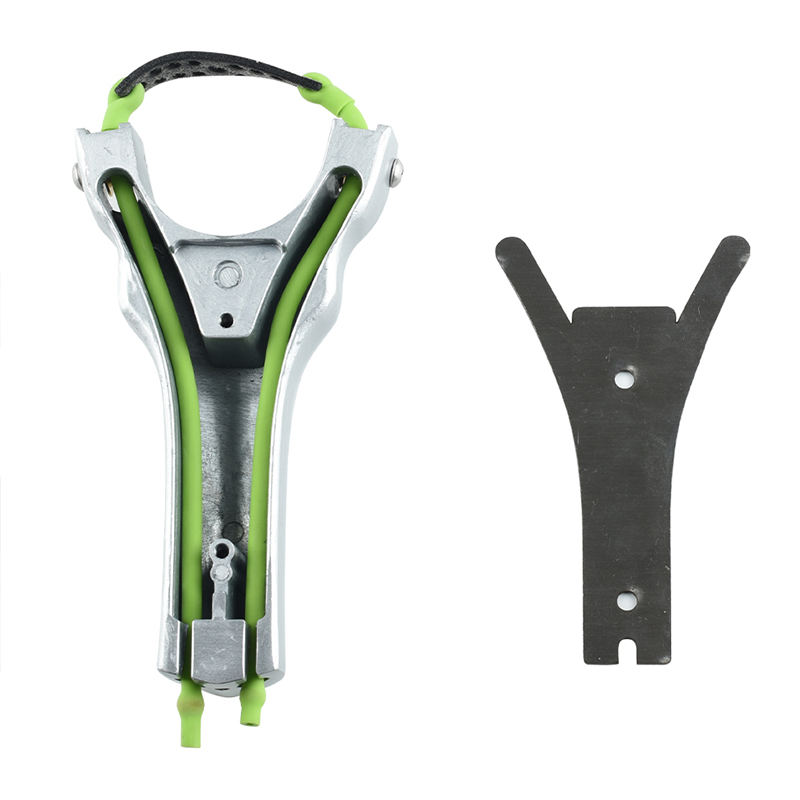Silver Double-Pulley Metal Slingshot thumbnail 2