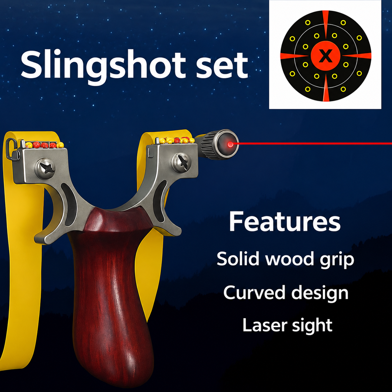 Stainless Steel and Wood Slingshot with Laser Sight thumbnail 3
